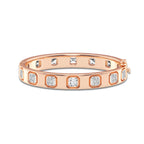 10 3/4 ctw Asscher Lab Grown Diamond Bangle Bracelet - 6 Inches 14K Rose Gold, DE, VS1
