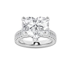 8.96 ctw Heart Lab-Grown Diamond Three Stone Double Row Engagement Ring in Platinum for Women | D Color, VVS1 Clarity, IGI Certified 8.00 ct Center Diamond