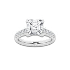 3.93 ctw Asscher Lab-Grown Diamond Pave Engagement Ring in 14K White Gold for Women | D Color, VVS1 Clarity, IGI Certified 3.50 ct Center Diamond