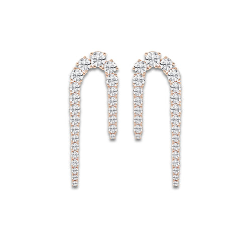 10 ctw Round Lab Grown Diamond U Shaped Drop Earrings 14K Rose Gold, DE, VS1