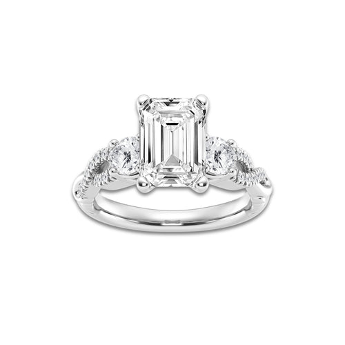 6.61 ctw Emerald Lab-Grown Diamond Side Stone Engagement Ring in Platinum for Women | Colorless D, VVS1 Clarity, IGI Certified 6.00 ct Center Diamond