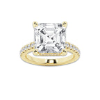 8.43 ctw Asscher Lab-Grown Diamond Hidden Halo Side Stone Engagement Ring in 18K Yellow Gold for Women | Colorless D, VVS1 Clarity, IGI Certified 8.00 ct Center Diamond