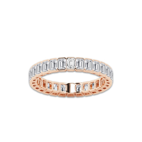 Danielle 2 ctw Emerald Lab Grown Diamond Half Bezel Eternity Band - 3.6mm Width 14K Rose Gold, DE, VS1