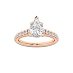 1.39 ctw Pear Lab-Grown Diamond Pave Engagement Ring in 14K Rose Gold for Women | D Color, VVS1 Clarity, IGI Certified 1.00 ct Center Diamond