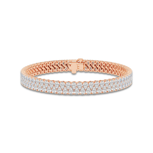 12 2/5 ctw Pear Lab Grown Diamond Double Row Interlocking Bracelet - 7 Inches 14K Rose Gold, DE, VS1