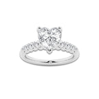 3.04 ctw Heart Lab-Grown Diamond Side Stone Engagement Ring in Platinum for Women | Colorless D, VVS1 Clarity, IGI Certified 2.50 Ct Center Diamond