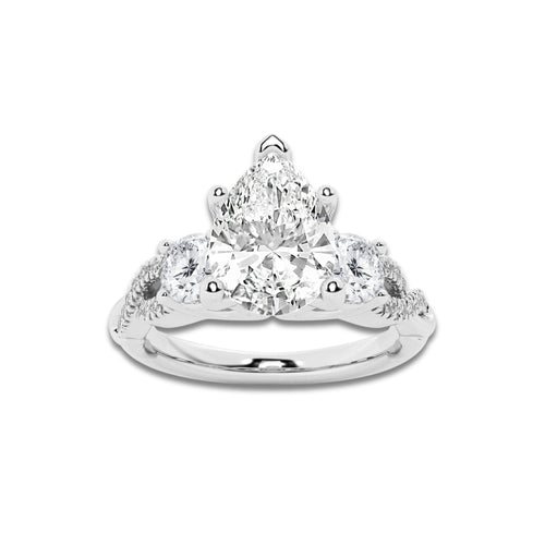 1.48 ctw Pear Lab-Grown Diamond Side Stone Engagement Ring in Platinum for Women | Colorless E, VS1 Clarity, IGI Certified 1.00 ct Center Diamond