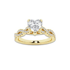 1.25 ctw Heart Lab-Grown Diamond Twisted Shank Engagement Ring in 14K Yellow Gold for Women | E Color, VS1 Clarity, IGI Certified 1.00 ct Center Diamond