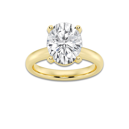 5.00 ctw Oval Lab-Grown Diamond Minimalist Engagement Ring in 14K Yellow Gold for Women | E Color, VS1 Clarity, IGI Certified