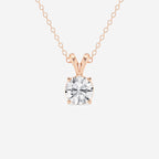 1 ctw Round Lab Grown Diamond Split Bail Solitaire Pendant with Adjustable Chain 14K Rose Gold, F, VS2 | IGI Certified, 1 ct Center