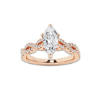 1.25 ctw Marquise Lab-Grown Diamond Twisted Shank Engagement Ring in 14K Rose Gold for Women | D Color, VVS1 Clarity, IGI Certified 1.00 ct Center Diamond