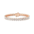 14 1/2 ctw Emerald Lab Grown Diamond Diagonal Tennis Bracelet - 7 Inches 18K Rose Gold, DE, VS1