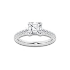 1.91 ctw Asscher Lab-Grown Diamond Pave Engagement Ring in 14K White Gold for Women | D Color, VVS1 Clarity, IGI Certified 1.50 ct Center Diamond
