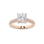 2.23 ctw Cushion Lab-Grown Diamond Hidden Halo Side Stone Engagement Ring in 18K Rose Gold for Women | Colorless E, VS1 Clarity, IGI Certified 2.00 ct Center Diamond