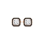 14 ctw Asscher Lab Grown Diamond Black Enamel Cufflinks 14K Rose Gold, E, VS1 | IGI Certified