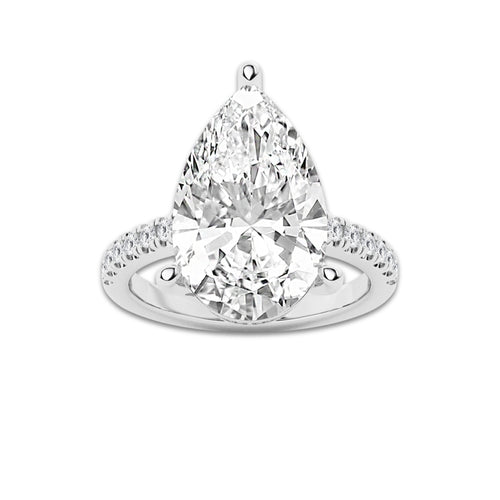 8.42 ctw Pear Lab-Grown Diamond Hidden Halo Side Stone Engagement Ring in Platinum for Women | Colorless D, VVS1 Clarity, IGI Certified 8.00 ct Center Diamond