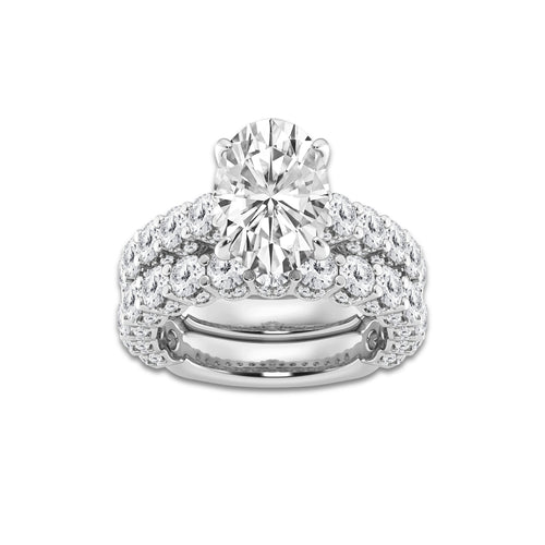 6 2/3 ctw Round Lab Grown Diamond Bridal Set Platinum, D, VVS | 3 ct Center