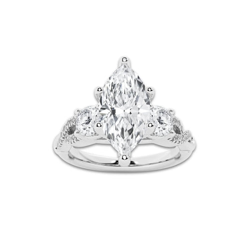 1.48 ctw Marquise Lab-Grown Diamond Side Stone Engagement Ring in Platinum for Women | Colorless D, VVS1 Clarity, IGI Certified 1.00 ct Center Diamond