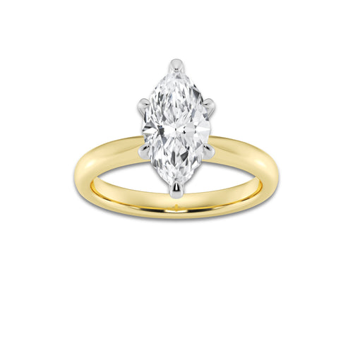 2.00 ctw Marquise Lab-Grown Diamond Solitaire Engagement Ring in 14K White Gold And Yellow Gold for Women | Colorless D, VVS1 Clarity, IGI Certified