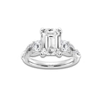 3.60 ctw Emerald Lab-Grown Diamond Side Stone Engagement Ring in Platinum for Women | Colorless D, VVS1 Clarity, IGI Certified 3.00 ct Center Diamond