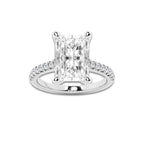 5.30 ctw Radiant Lab-Grown Diamond Hidden Halo Side Stone Engagement Ring in Platinum for Women | Colorless E, VS1 Clarity, IGI Certified 5.00 ct Center Diamond