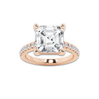 6.40 ctw Asscher Lab-Grown Diamond Hidden Halo Side Stone Engagement Ring in 18K Rose Gold for Women | Colorless D, VVS1 Clarity, IGI Certified 6.00 ct Center Diamond