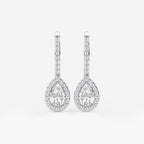 1 ctw Pear Lab Grown Diamond Halo Earrings 14K White Gold, DE, VS1