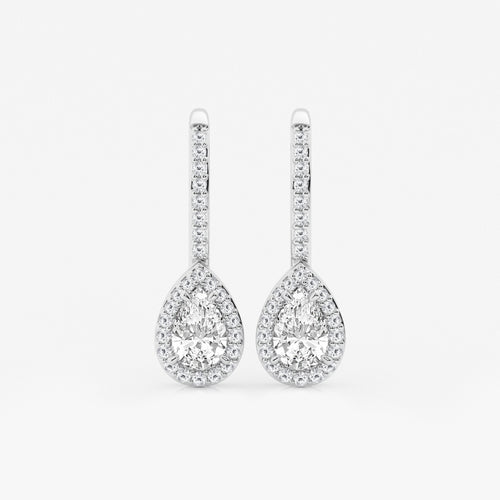 1 ctw Pear Lab Grown Diamond Halo Earrings 14K White Gold, DE, VS1