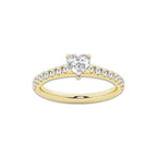 0.89 ctw Heart Lab-Grown Diamond Pave Engagement Ring in 14K Yellow Gold for Women | E Color, VS1 Clarity, IGI Certified 0.50 ct Center Diamond