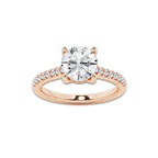 2.23 ctw Round Lab-Grown Diamond Hidden Halo Side Stone Engagement Ring in 18K Rose Gold for Women | Colorless D, VVS1 Clarity, IGI Certified 2.00 ct Center Diamond