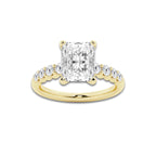 4.66 Ct Radiant Lab-Grown Diamond Half Eternity Engagement Ring in 14K Yellow Gold for Female, Colorless (D), VVS1 Clarity | IGI Certified, 4.00 Ct Center Diamond