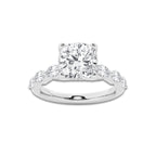2.53 ctw Cushion Lab-Grown Diamond Marquise Side Stone Engagement Ring in 14K White Gold for Women | Colorless D, VVS1 Clarity, IGI Certified 2.00 ct Center Diamond