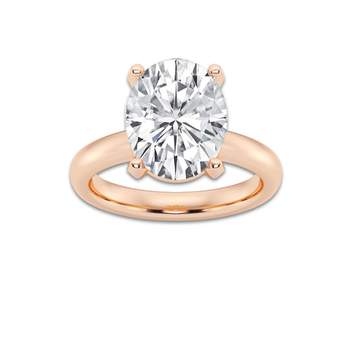 5.00 ctw Oval Lab-Grown Diamond Minimalist Engagement Ring in 14K Rose Gold for Women | D Color, VVS1 Clarity, IGI Certified