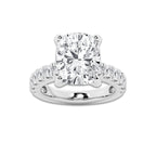 8.00 ctw Elongated Cushion Lab-Grown Diamond Split-Prong Set Side Stone Engagement Ring in 14K White Gold for Women | Colorless D, VVS1 Clarity, IGI Certified 7.00 ct Center Diamond