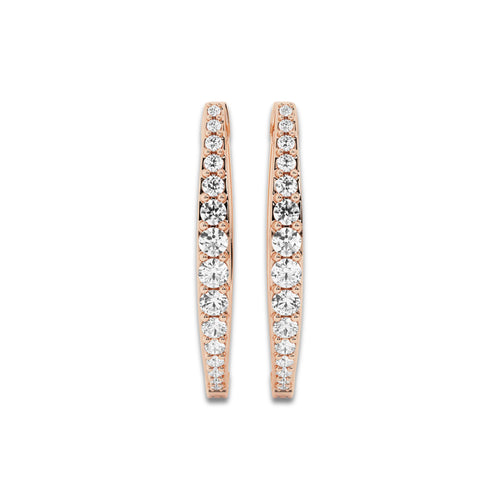 1/2 ctw Round Lab Grown Diamond Hoop Earrings 14K Rose Gold, DE, VS1