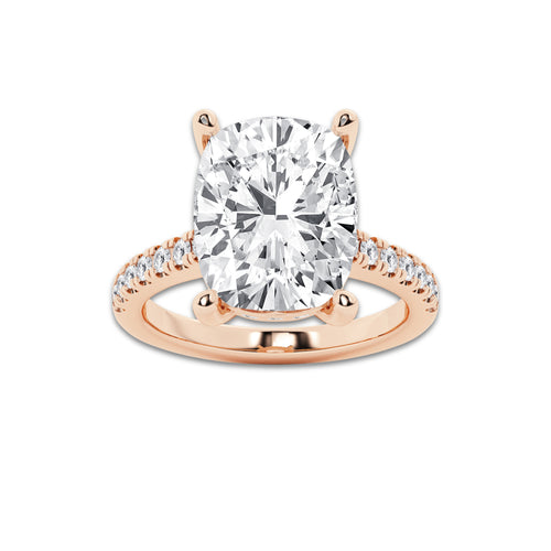 8.47 ctw Elongated Cushion Lab-Grown Diamond Hidden Halo Side Stone Engagement Ring in 18K Rose Gold for Women | Colorless D, VVS1 Clarity, IGI Certified 8.00 ct Center Diamond
