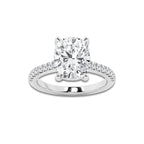 4.30 ctw Elongated Cushion Lab-Grown Diamond Hidden Halo Side Stone Engagement Ring in 18K White Gold for Women | Colorless E, VS1 Clarity, IGI Certified 4.00 ct Center Diamond