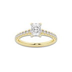 1.14 ctw Radiant Lab-Grown Diamond Pave Engagement Ring in 14K Yellow Gold for Women | E Color, VS1 Clarity, IGI Certified 0.75 ct Center Diamond