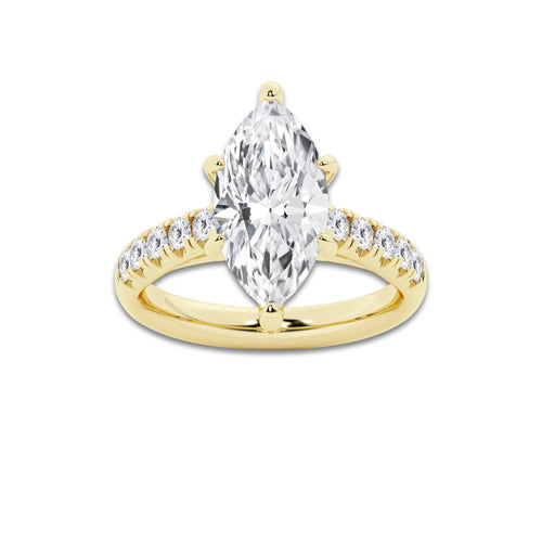 3.93 ctw Marquise Lab-Grown Diamond Pave Engagement Ring in 14K Yellow Gold for Women | D Color, VVS1 Clarity, IGI Certified 3.50 ct Center Diamond