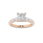 1.41 ctw Princess Lab-Grown Diamond Marquise Side Stone Engagement Ring in 14K Rose Gold for Women | Colorless D, VVS1 Clarity, IGI Certified 1.00 ct Center Diamond