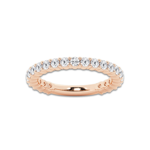Pamela 1 ctw Round Lab Grown Diamond Three Quarter Eternity Shared Prong Wedding Band 14K Rose Gold, DE, VS1