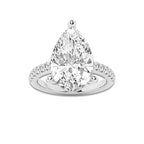 7.39 ctw Pear Lab-Grown Diamond Hidden Halo Side Stone Engagement Ring in 18K White Gold for Women | Colorless E, VS1 Clarity, IGI Certified 7.00 ct Center Diamond