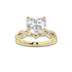 2.25 ctw Heart Lab-Grown Diamond Twisted Shank Engagement Ring in 14K Yellow Gold for Women | D Color, VVS1 Clarity, IGI Certified 2.00 ct Center Diamond
