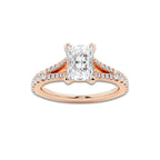 1.33 ctw Radiant Lab-Grown Diamond Split Shank Side Stone Engagement Ring in 14K Rose Gold for Women | Colorless E, VS1 Clarity, IGI Certified 1.00 ct Center Diamond