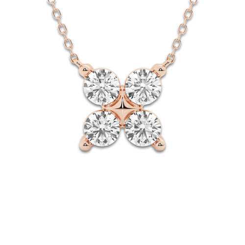1 1/2 ctw Round Lab Grown Diamond Four-Stone Pendant with Adjustable Chain 14K Rose Gold, DE, VS1