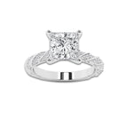 4.42 ctw Princess Lab-Grown Diamond Twisted Band Engagement Ring in Platinum for Women | Colorless E, VS1 Clarity, IGI Certified 4.00 ct Center Diamond