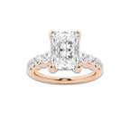 2.04 Ct Radiant Lab-Grown Diamond Half Eternity Engagement Ring in 14K Rose Gold for Female, Colorless (D), VVS1 Clarity | IGI Certified, 1.50 Ct Center Diamond