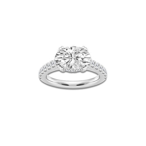 2 5/8 ctw Oval Lab Grown Diamond Hidden Halo Engagement Ring 14K White Gold, D, VVS | 2 ct Center
