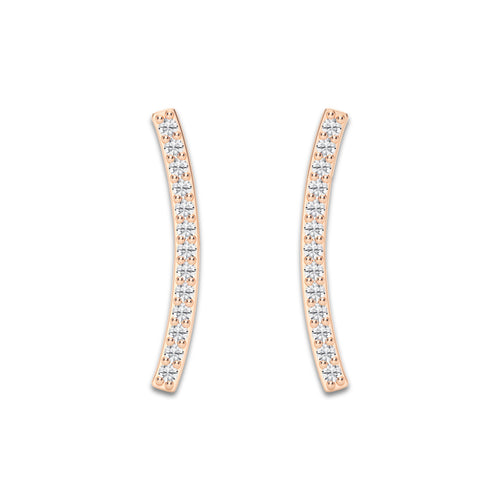1/5 ctw Round Lab Grown Diamond Curved Bar Earrings 14K Rose Gold, DE, VS1
