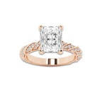 3.92 ctw Radiant Lab-Grown Diamond Twisted Band Engagement Ring in 14K Rose Gold for Women | Colorless E, VS1 Clarity, IGI Certified 3.50 ct Center Diamond